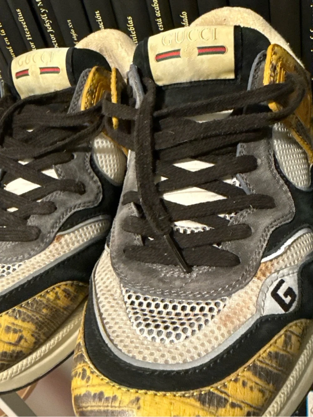Men’s Gucci Ultrapace sneakers in yellow tejus printed colorway